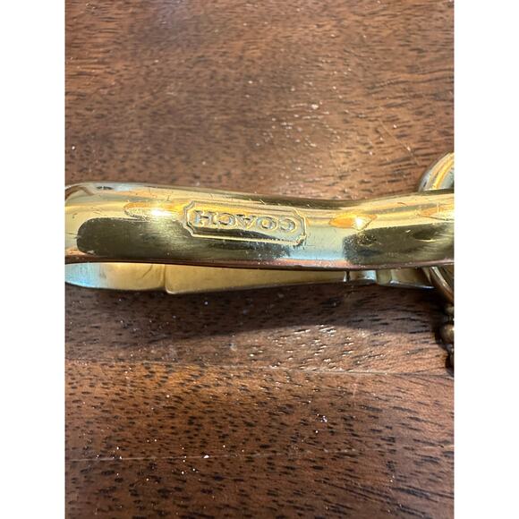 Coach Leather Keychain Brass lanyard wristlet Small Tag Wrist Strap green blue - Picture 4 of 9